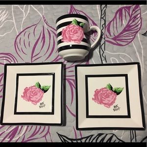 Betsey Johnson Pink Rose Plates & Mug Set